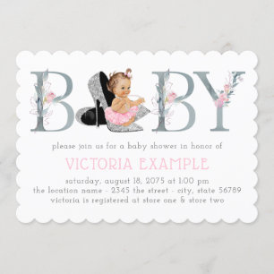Invitaciones para Baby Shower de Niña con Zapatos