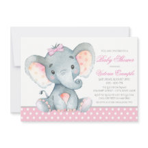 Invitaciones para Baby Shower de Niña Elefante