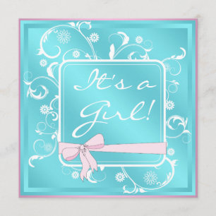 Invitaciones para baby shower de niña en rosa, tur