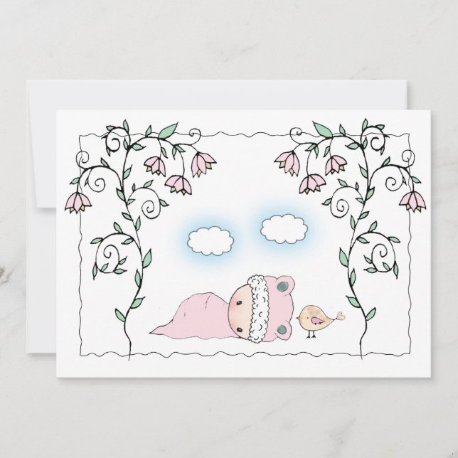 Invitaciones para Baby Shower de Niña Flores y Beb (Anverso)