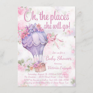 Invitaciones para Baby Shower de Niña Globo Aerost