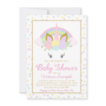 Invitaciones para Baby Shower de Niña Unicornio Ar