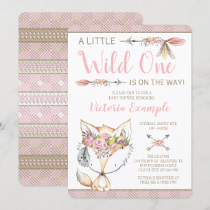 Invitaciones para baby shower de Niña Zorro Salvaj