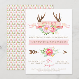 Invitaciones para baby shower de niñas con cuernos