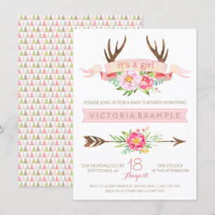 Invitaciones para Baby Shower de Niñas con Floral 