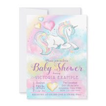 Invitaciones para baby shower de niñas con unicorn