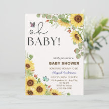 Invitaciones para baby shower de niñas Flor Sun Fl