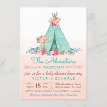 Invitaciones para Baby Shower de Niñas Tipi