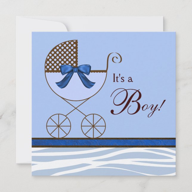 Invitaciones para Baby Shower de Niño con Cebras M (Anverso)
