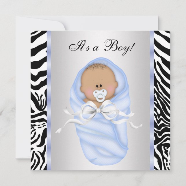 Invitaciones para Baby Shower de Niño con Estampad (Anverso)