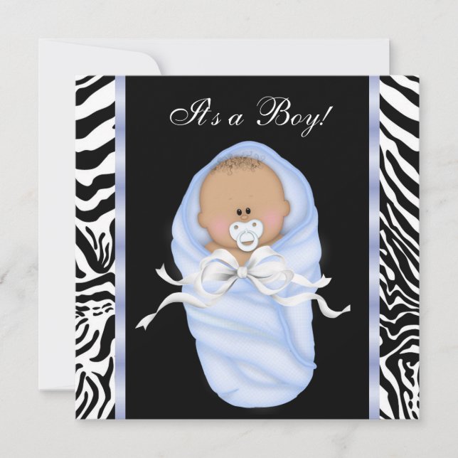 Invitaciones para Baby Shower de Niño con Estampad (Anverso)