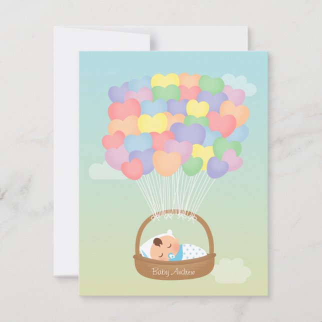 Invitaciones para Baby Shower de Niño con Globos e (Anverso)