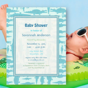 Invitaciones para Baby Shower de Niño con Patrón d