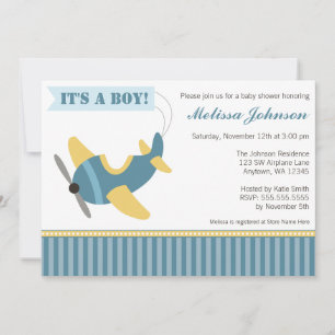 Invitaciones para Baby Shower de Niño con Rayas de