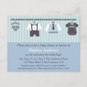 Invitaciones para Baby Shower de Niño Elegante Cab