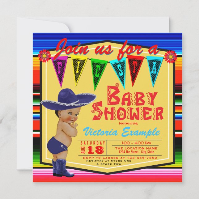 Invitaciones para baby shower de niños con fiesta  (Anverso)