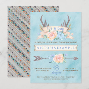 Invitaciones para Baby Shower de Niños Tribal con 