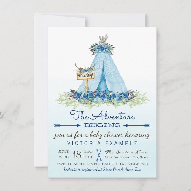 Invitaciones para Baby Shower de Niños Tribal TeeP (Anverso)