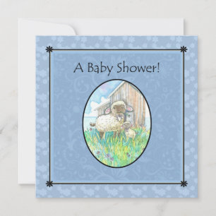 Invitaciones para baby shower de ovejas por Molly 