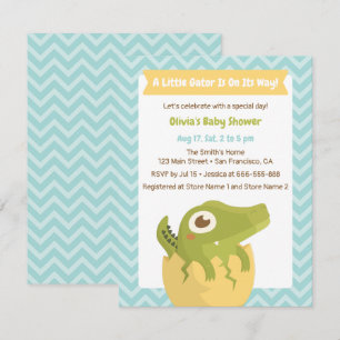 Invitaciones para baby shower de pequeño caimán en