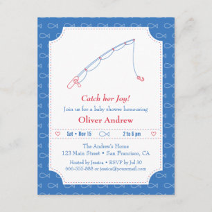 Invitaciones para Baby Shower de Pesca Azules y Ro