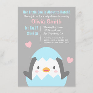 Invitaciones para Baby Shower de Pingüino Adorable