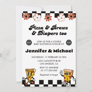 Invitaciones para Baby Shower de Pizza Cerveza Pañ