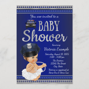 Invitaciones para Baby Shower de Policía Niña