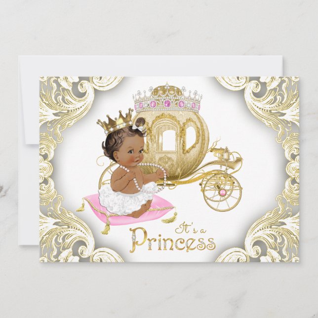 Invitaciones para Baby Shower de Princesa Afroamer (Anverso)