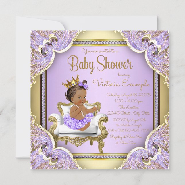 Invitaciones para Baby Shower de Princesa Étnica c (Anverso)