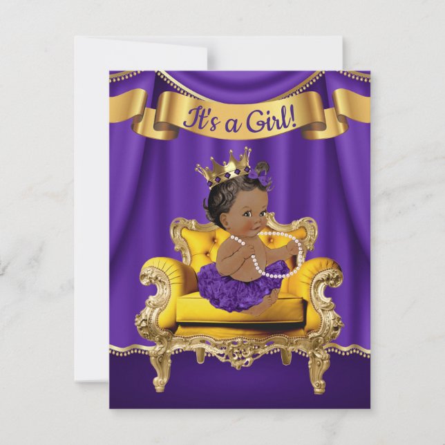 Invitaciones para Baby Shower de Princesa Morada (Anverso)