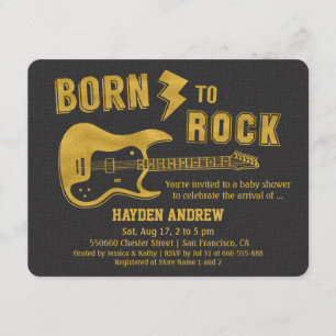 Invitaciones para baby shower de rockstar con guit