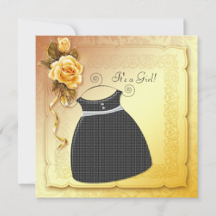 Invitaciones para baby shower de rosa amarilla y n