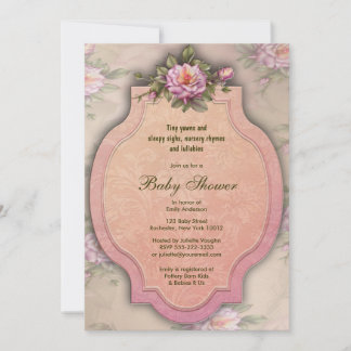 Invitaciones para baby shower de rosas rosadas vin