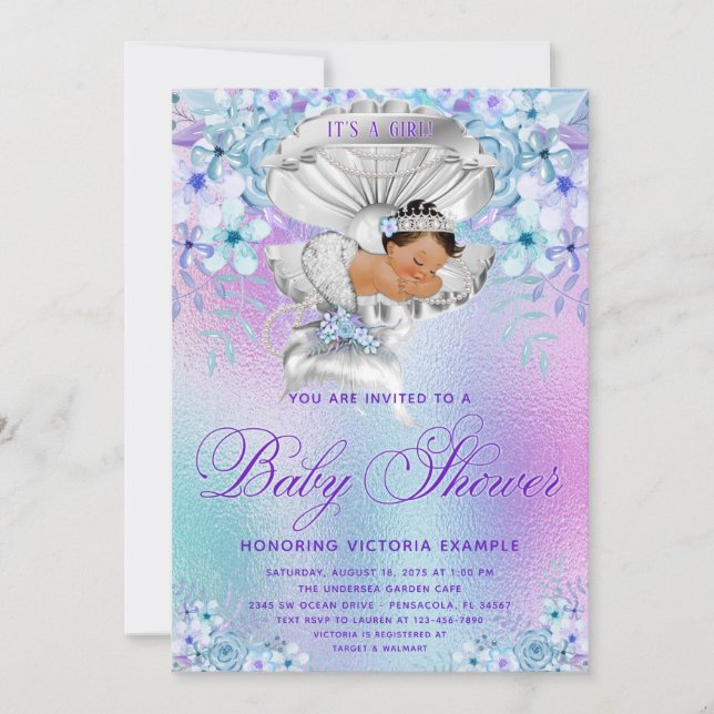 Invitaciones para Baby Shower de Sirena Étnica con (Anverso)