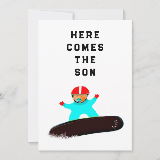 Invitaciones para Baby Shower de Snowboarder (Anverso)