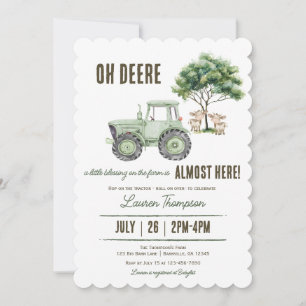 Invitaciones para Baby Shower de Tractor Verde Acu