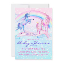 Invitaciones para Baby Shower de Unicornio Pastel