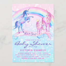 Invitaciones para Baby Shower de Unicornio Pastel