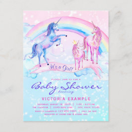 Invitaciones para Baby Shower de Unicornio Pastel