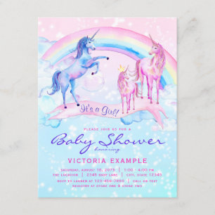 Invitaciones para Baby Shower de Unicornio Pastel