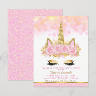 Invitaciones para Baby Shower de Unicornio Rosa Do