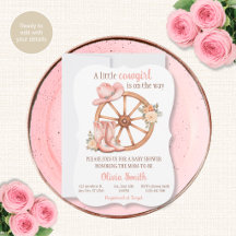 Invitaciones para Baby Shower de Vaquera con Botas
