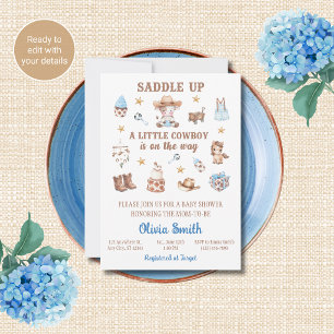Invitaciones para Baby Shower de Vaquero Ensíllate