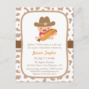 Invitaciones para Baby Shower de vaquero pequeño y