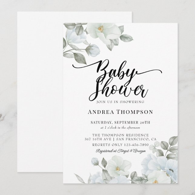 Invitaciones para Baby Shower de Verdor (Anverso / Reverso)