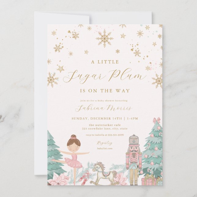 Invitaciones para Baby Shower del Cascanueces Rosa (Anverso)