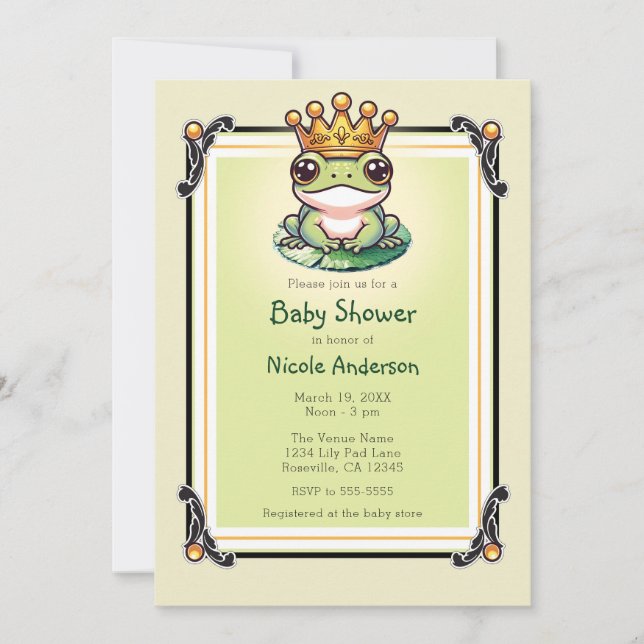 Invitaciones para Baby Shower del Príncipe Rana co (Anverso)
