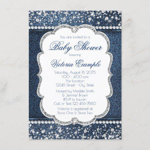 Invitaciones para Baby Shower Denim Diamond Baby