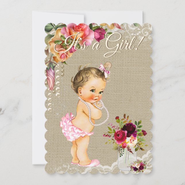 Invitaciones para baby shower en frasco de Mason c (Anverso)